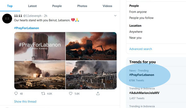 prayforlebanon-puncaki-trending-topic-dunia-hari-ini-di-twitter